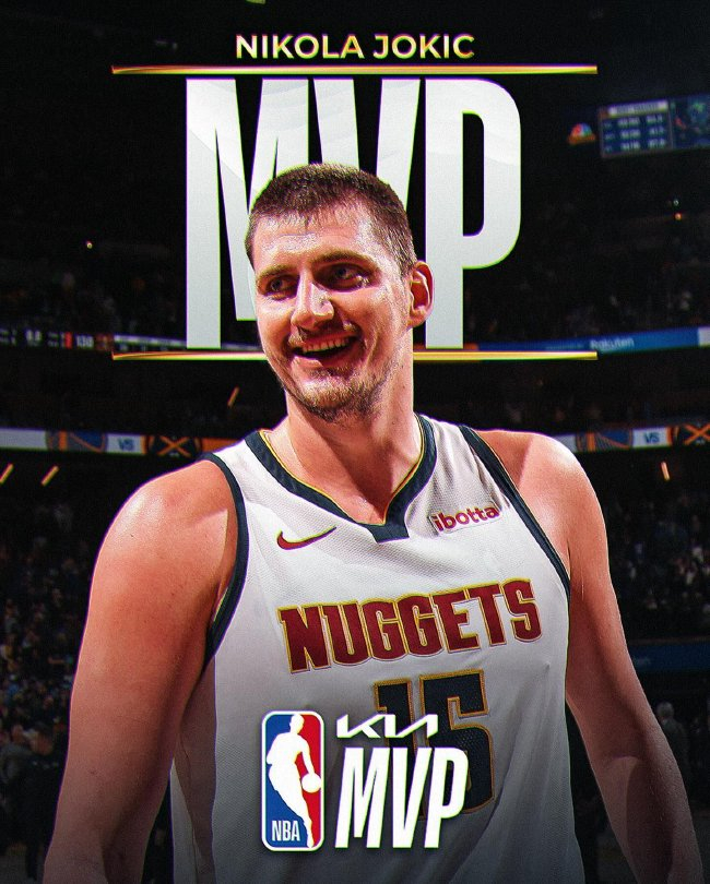 约基奇生涯第三座MVP:79张第一选票断层领先