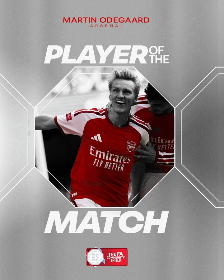 两射两正一球三次过人全部成功，厄德高当选社区盾最佳球员